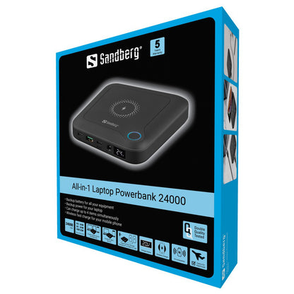 Sandberg 420-57 Laptop Powerbank All-in-1 24000mAh 60W USB-A 2xUSB-C Schwarz